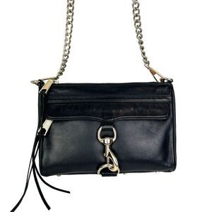 Rebecca Minkoff Mini Mac Black Leather Crossbody Bag Gold HW Chain Strap Purse